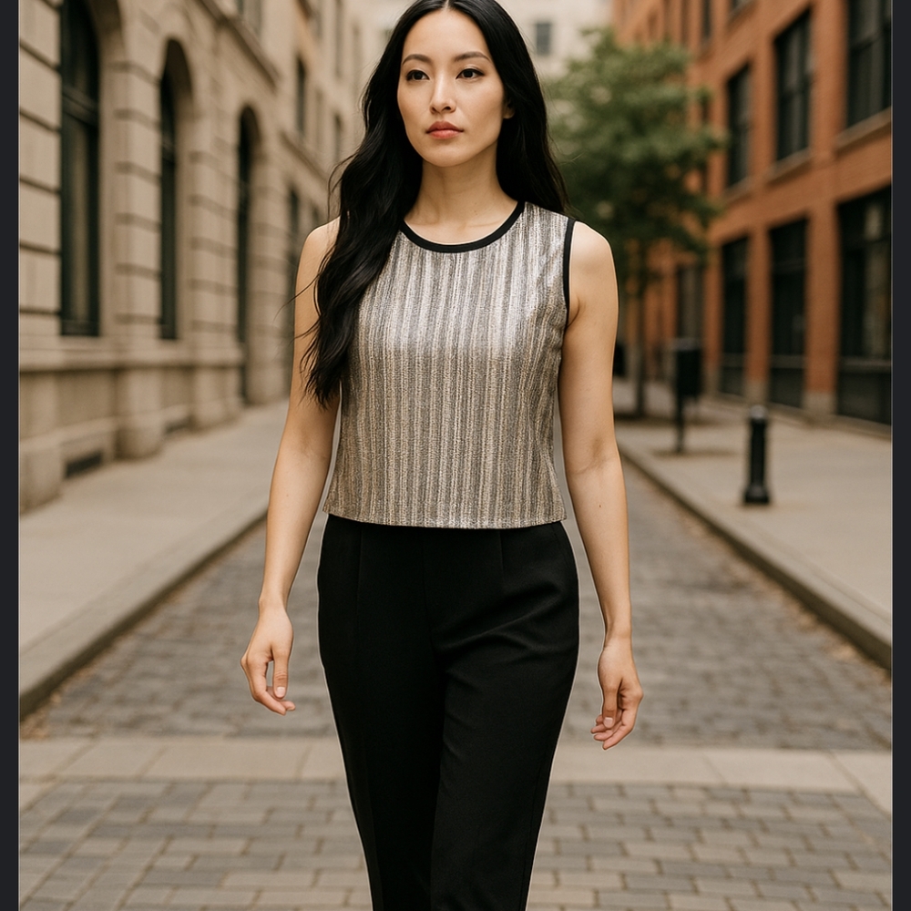 Free Kisses Metallic Sleeveless Blouse